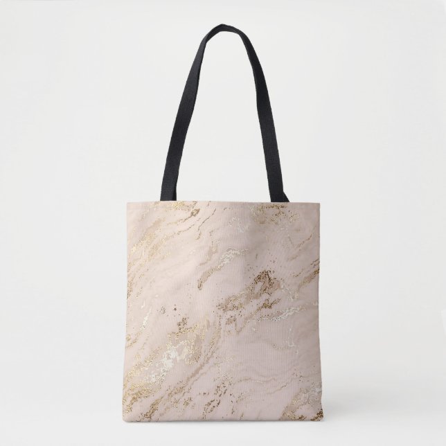 Bolsa Tote Ondas Douradas: Abstrato Marble (Frente)