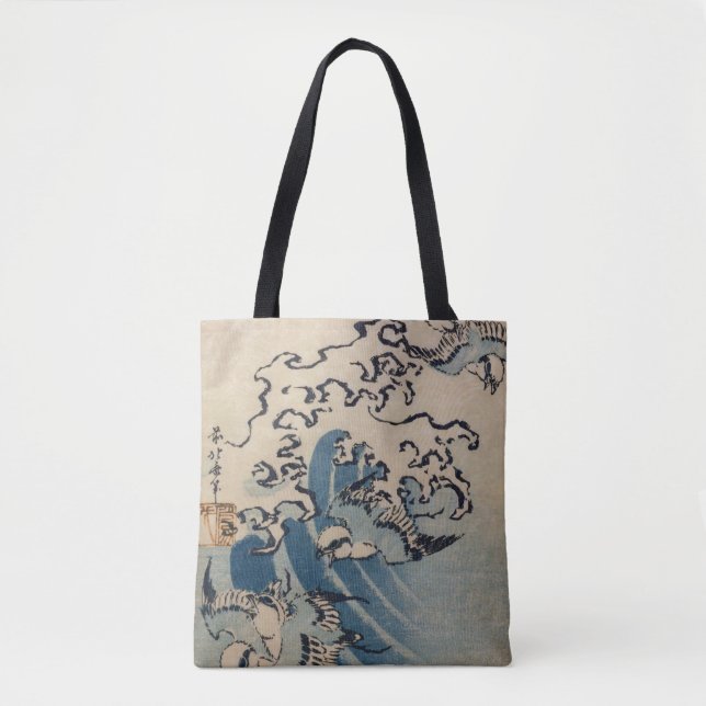 Bolsa Tote Ondas e pássaros, c.1825 (Frente)