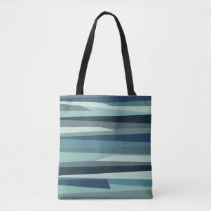 Bolsa Tote Ondas geométricas do oceano azul