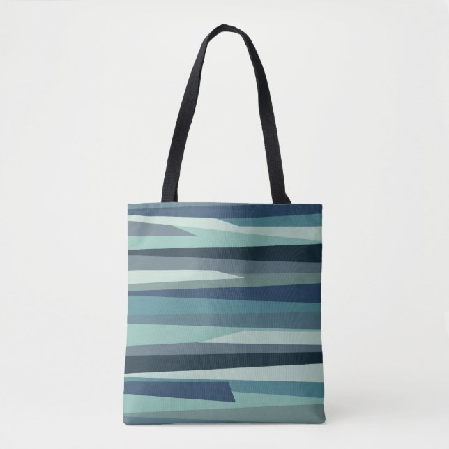 Bolsa Tote Ondas geométricas do oceano azul (Frente)