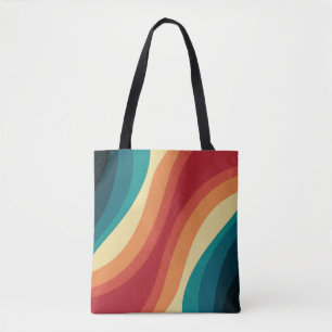 Bolsa Tote Ondas multicoloridas em estilo retrô
