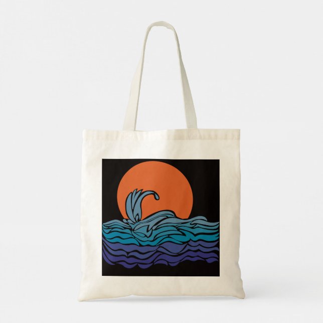 Bolsa Tote Ondas oceânicas e pôr do sol (Verso)