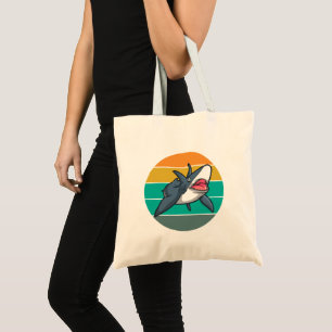 Bolsa Tote Ondas Retrô de Tubarão Férias de Verão