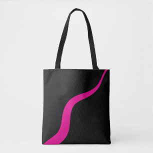 Bolsa Tote Ondas simples 3 em magenta e preto