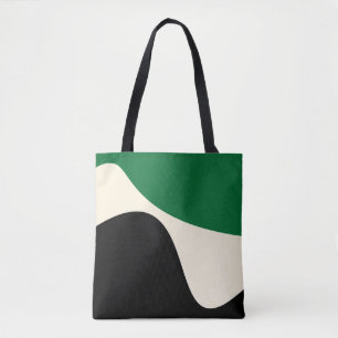 Bolsa Tote Ondas simples 4 em verde, creme e preto