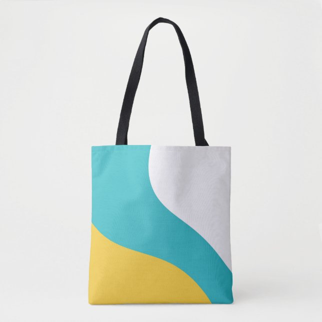 Bolsa Tote Ondas Simples - Turquesa e Amarelo (Frente)