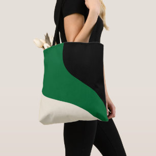 Bolsa Tote Ondas Simples - Verde, Creme e Preto