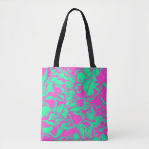 Bolsa Tote Ondas Verdes do Mar e Rosa