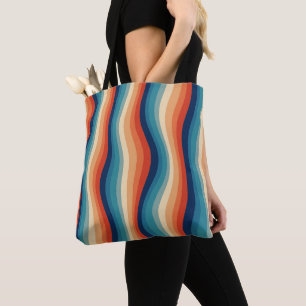 Bolsa Tote Ondas Vintage Coloridas e Retro