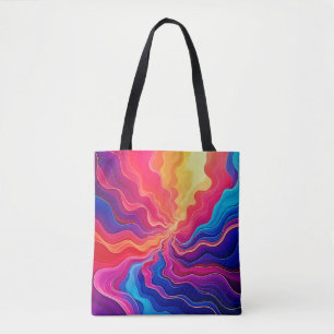 Bolsa Tote Ondas Vívidas: Arte de Fluxo de Energia Neon Abstr