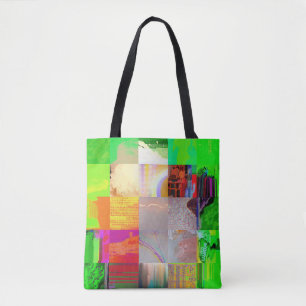 Bolsa Tote Ônibus 1521 Arte Abstrata de Falha Cibernética Gri