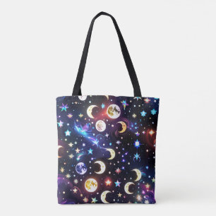 Bolsa Tote Opala Pedra da Lua Iridescente Fases Lunares