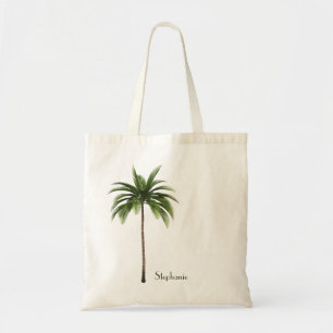 Bolsa Tote Opção Palm Tree Beach Tropical Custom Name