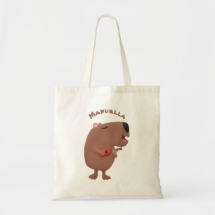 Bolsa Tote Óptica desenho animado de capybara ukulele
