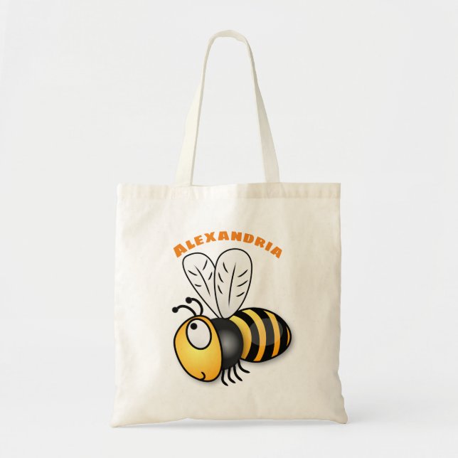 Bolsa Tote Óptica ilustração de desenho animado de abelha fel (Frente)