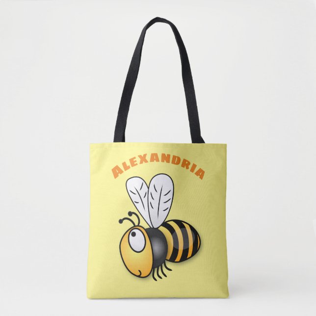 Bolsa Tote Óptica ilustração de desenho animado de abelha fel (Frente)