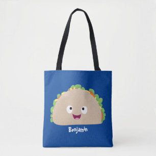 Bolsa Tote Óptica ilustração do desenho animado do taco feliz