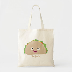 Bolsa Tote Óptica ilustração do desenho animado do taco feliz