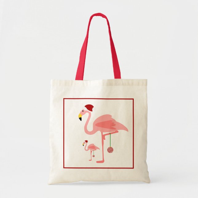 Bolsa Tote Óptica ilustração do flamingo de Natal (Frente)