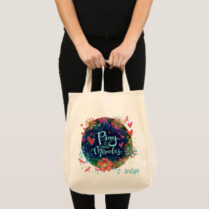 Bolsa Tote Oração Causa Milagres Bonito Ireyln Floral Persona