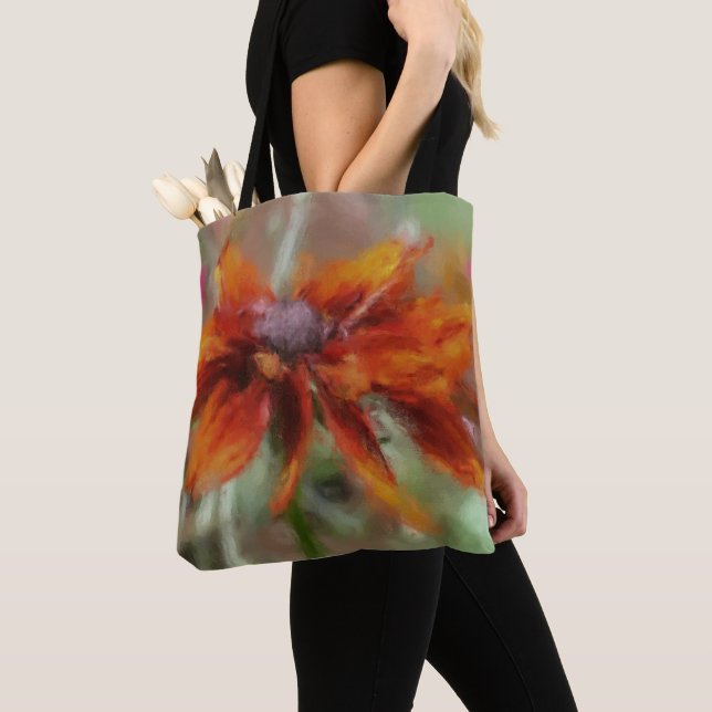 Bolsa Tote Orange Black Eyed Susan Flower Art (Close Up)