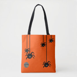 BOLSA TOTE ORANGE BLACK SPIDER HALLOWEBUSINESS LOGO PERSONALI
