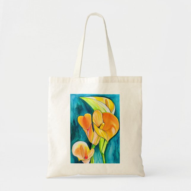 Bolsa Tote Orange Calla Lily Flor Torre (Frente)