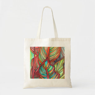 Bolsa Tote Orange Canna deixa aquarela arte original