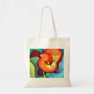 Bolsa Tote Orange Canna lily - arte original de aquarela
