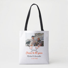 Bolsa Tote Orange cheers to 60 years anniversary wedding