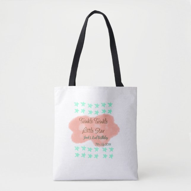 Bolsa Tote Orange clouds twinkle twinkle little stars green  (Frente)