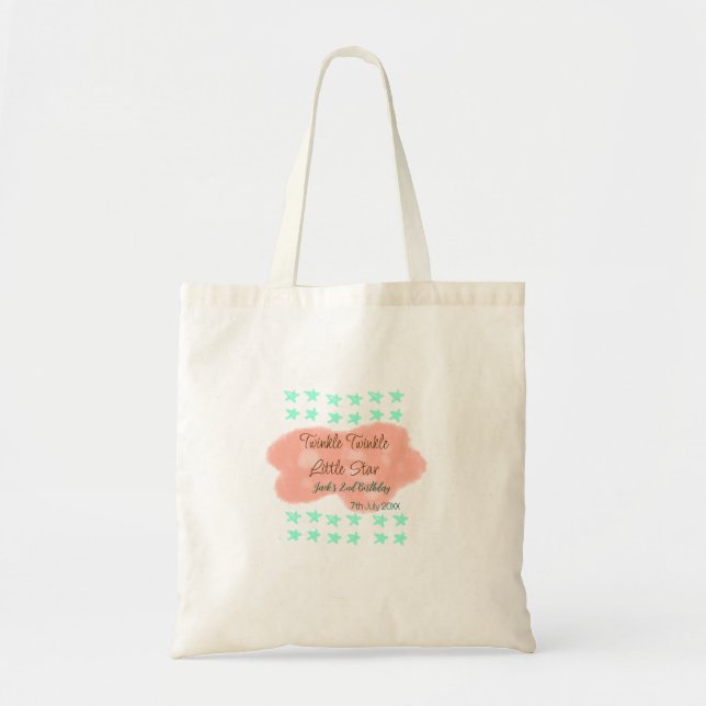 Bolsa Tote Orange clouds twinkle twinkle little stars green  (Frente)