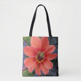 Bolsa Tote Orange Dahlia com Felpudo Bee Floral