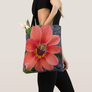 Bolsa Tote Orange Dahlia com Felpudo Bee Floral