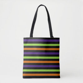 BOLSA TOTE ORANGE GREEN PURPLE BLACK HALLOWEEN STRIPES