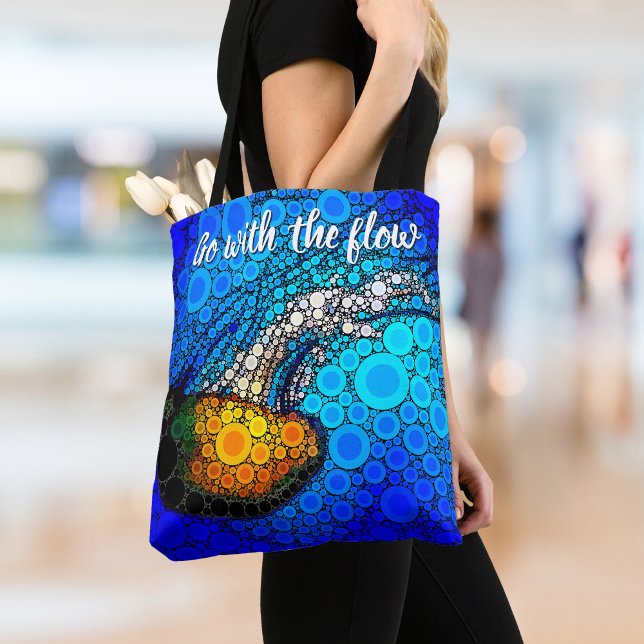 Bolsa Tote Orange Jellyfish Blue Ocean Vai com o Fluxo (Criador carregado)