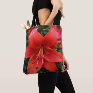 Bolsa Tote Orange Lily Bloom Floral
