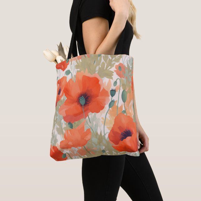Bolsa Tote Orange Poppy Meadow (Close Up)