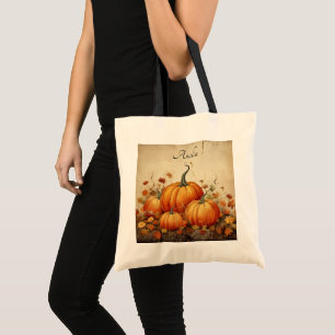 Bolsa Tote Orange Pumpkins Rustic Autumn