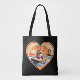 Bolsa Tote Orange Tabby Surfing Cat