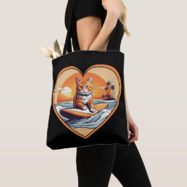 Bolsa Tote Orange Tabby Surfing Cat
