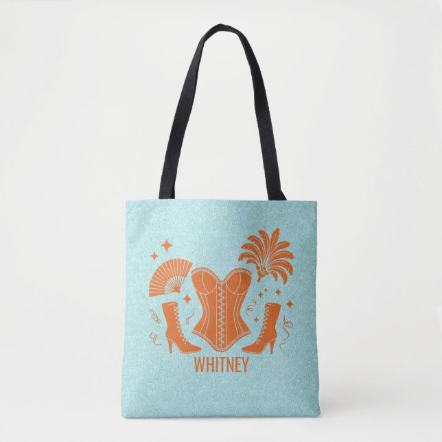Bolsa Tote Orange + Teal Las Vegas Showgirl Bach (Frente)