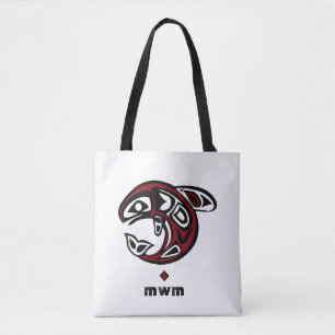 Bolsa Tote Orca Whale Haida Design — Monograma Shoulder