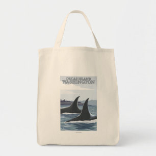 Bolsa Tote Orca Whales #1 - Orcas Island, Washington