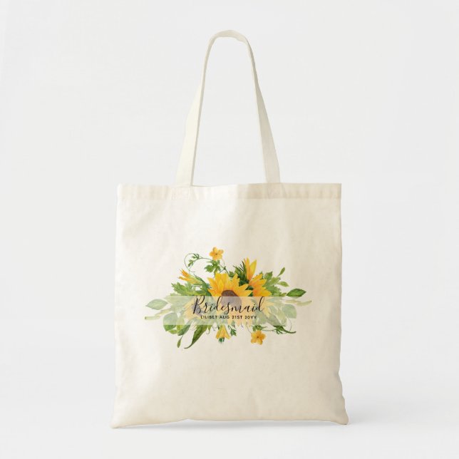 Bolsa Tote Orçamento Bridesmaid Bridal Party Dotou FLORES (Frente)