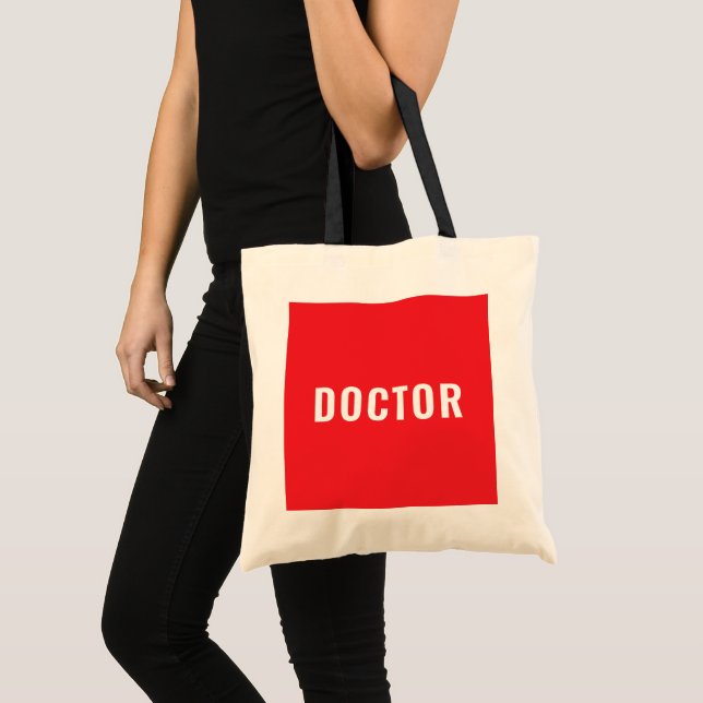 Bolsa Tote Orçamento de declaração de texto de MÉDICO persona (Frente (produto))