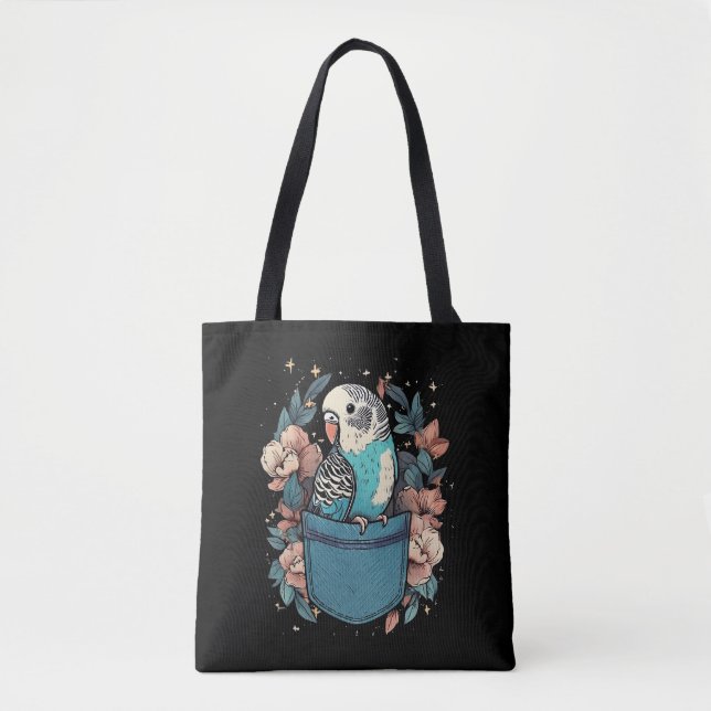 Bolsa Tote Orçamento em um Bolso | Pássaro Floral (Frente)