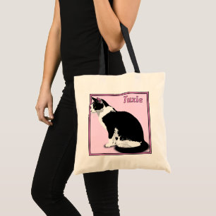 Bolsa Tote Orçamento Personalizado para Gato de Tuxedo Preto