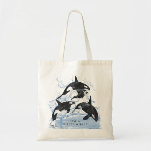 Bolsa Tote Orcas Incríveis de Preto e Branco