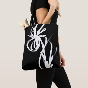 Bolsa Tote Orchid Noir: Abstrato preto e branco